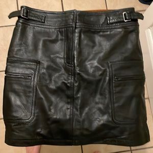 Size 6 Black Leather Skirt INC